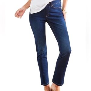 Soft Surroundings Ultimate Stretch Denim Faux Fly Pull On Jeans Sz M Tall